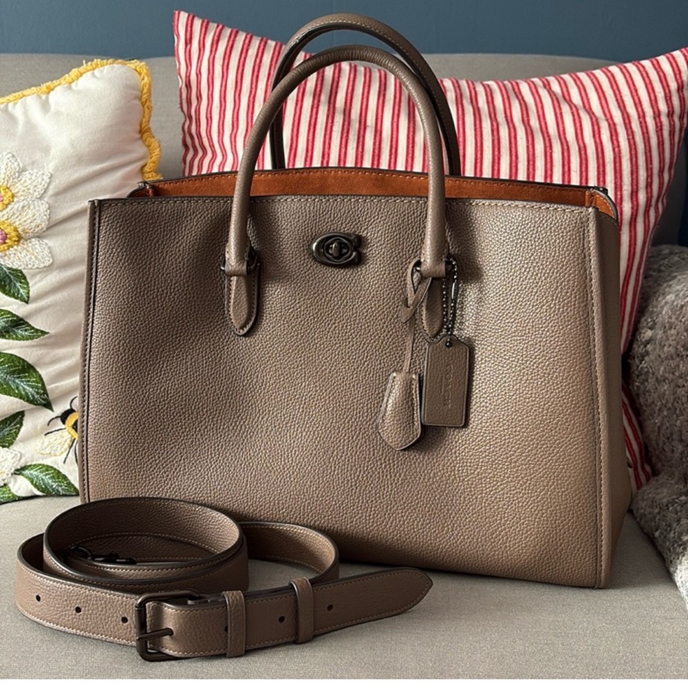Coach Brooke carryall in dark stone with gunmetal hardware